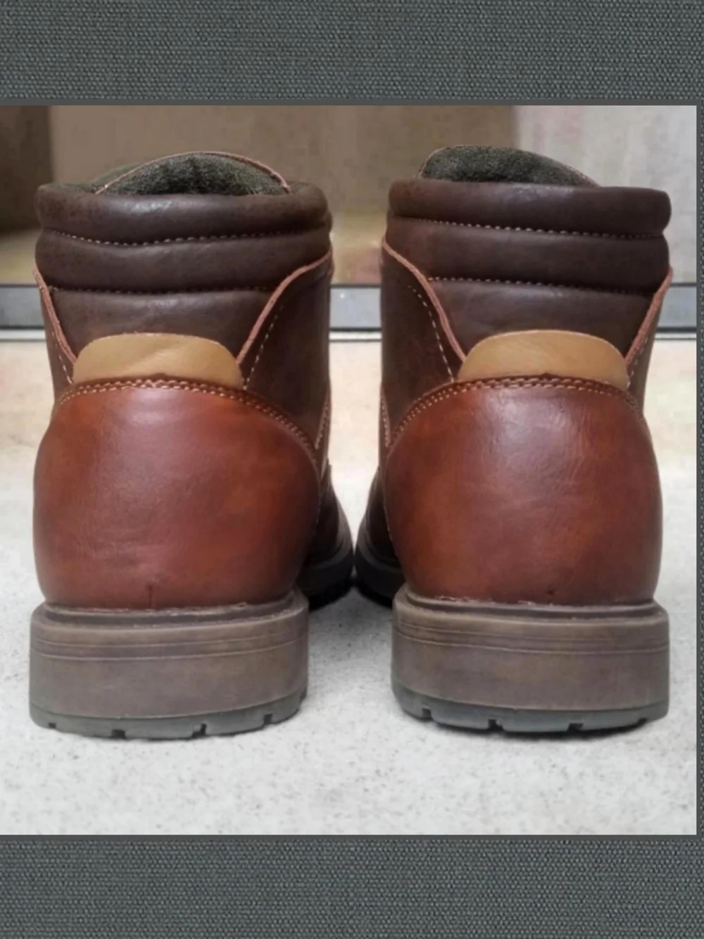 w/ Box Men's 8 Service Boots Chestnut Brown Cap Toe Chukka Wool Faux Leather
